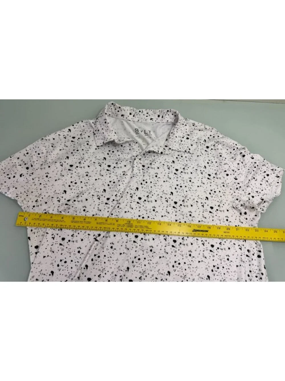 BYLT Premium Basics Men Performance Polo Shirt Mens XL White Black Splatter Golf